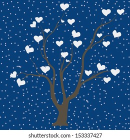 abstract cute  tree on special winter background