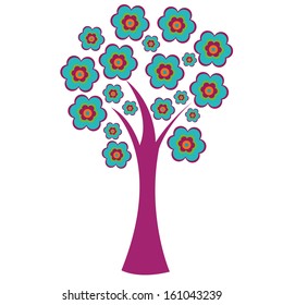 abstract cute tree with special leaf on white background