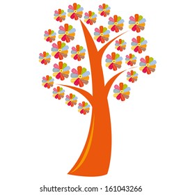 abstract cute tree with special leaf on white background