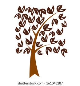 abstract cute tree with special leaf on white background