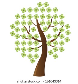 abstract cute tree with special leaf on white background
