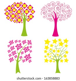abstract cute trees on a white background