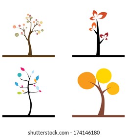 abstract cute trees on a white background