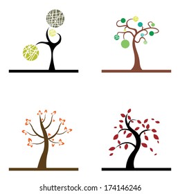 abstract cute trees on a white background