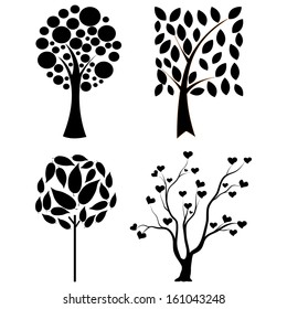 abstract cute trees with special leaf on white background