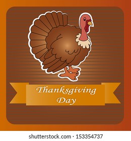 abstract cute turkey on special brown background