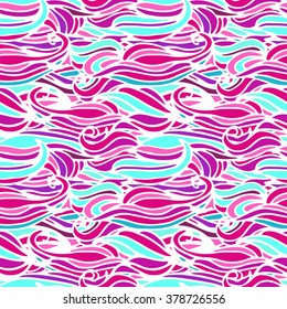 abstract cute vector seamless pattern with wave. Sea waves simulation.