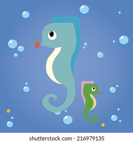 abstract cute water animals on a special background