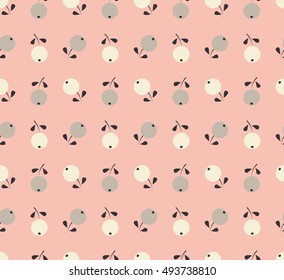 Abstract cute white and gray circle flower with leaves on pink background pattern seamless backdrop wallpaper. Vector image