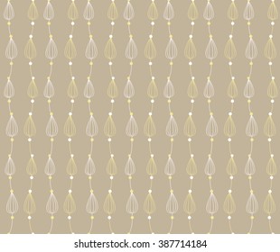 Abstract cute white and orange flower with dot on brown background pattern seamless wallpaper. Vector image