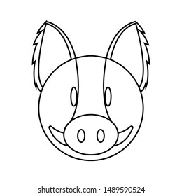 abstract cute wildboar face draw, vector illustration design