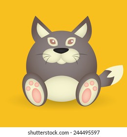 abstract cute wolf on a yellow background