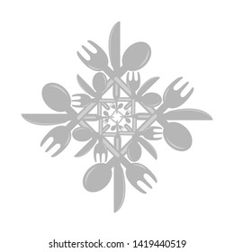 Abstract cutlery logo design. cutlery logo vector icon. box pattern shape. vector illustration. 