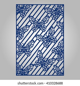 Abstract cutout panel for laser cutting. Vector filigree pattern for wedding invitation card.