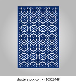 Abstract cutout panel for laser cutting. Vector filigree pattern for wedding invitation card.