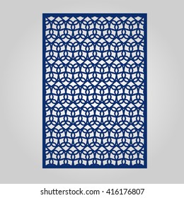 Abstract cutout panel for laser cutting. Vector filigree pattern for wedding invitation card.
