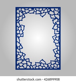 Abstract cutout panel for laser cutting. Vector filigree pattern for wedding invitation card. Photo frame.