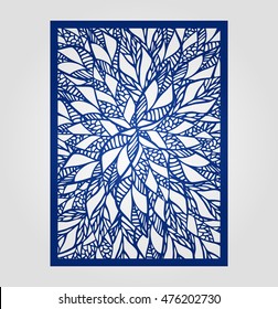 Abstract cutout panel for laser cutting. Vector filigree pattern for wedding invitation card.