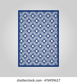 Abstract cutout panel for laser cutting. Vector filigree pattern for wedding invitation card.