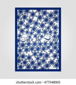 Abstract cutout panel for laser cutting. Vector filigree pattern for wedding invitation card.