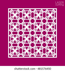 Abstract cutout panel for laser cutting, die cutting or stencil with seamless pattern. Geometric thin line ornament. Cutout paperwork. Cabinet fretwork panel. Lasercut metal panel. Wood carving.