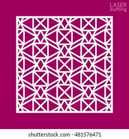 Abstract cutout panel for laser cutting, die cutting or stencil with seamless pattern. Geometric thin line ornament. Cutout paperwork. Cabinet fretwork panel. Lasercut metal panel. Wood carving.