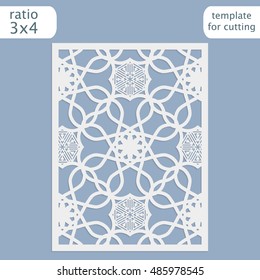 Abstract cutout panel for laser cutting, die cutting or stencil. Vector filigree pattern for wedding invitation card. Laser cut vector panel. Template for laser cut card. Vector laser cut.