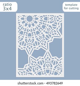 Abstract cutout panel for laser cutting, die cutting or stencil. Vector filigree pattern for wedding invitation card. Laser cut vector panel. Template for laser cut card. Vector laser cut.