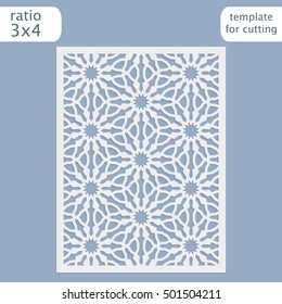 Abstract cutout panel for laser cutting, die cutting or stencil. Vector filigree pattern for wedding invitation card. Laser cut vector panel. Template for laser cut card. Vector laser cut.