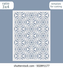 Abstract cutout panel for laser cutting, die cutting or stencil. Vector filigree pattern for wedding invitation card. Laser cut vector panel. Template for laser cut card. Vector laser cut.