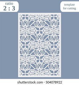 Abstract cutout panel for laser cutting, die cutting or stencil. Vector filigree pattern for wedding invitation card. Laser cut vector panel. Template for laser cut card. Vector laser cut.