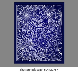 Abstract cutout panel for laser cutting, die cutting or stencil. Vector filigree pattern for wedding invitation card. Laser cut vector panel. Design template for laser cut card