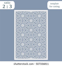 Abstract cutout panel for laser cutting, die cutting or stencil. Vector filigree pattern for wedding invitation card. Laser cut vector panel. Template for laser cut card. Vector laser cut.