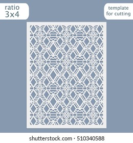 Abstract cutout panel for laser cutting, die cutting or stencil. Vector filigree pattern for wedding invitation card. Laser cut vector panel. Template for laser cut card. Vector laser cut.