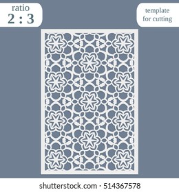 Abstract cutout panel for laser cutting, die cutting or stencil. Vector filigree pattern for wedding invitation card. Laser cut vector panel. Template for laser cut card. Vector laser cut.  
