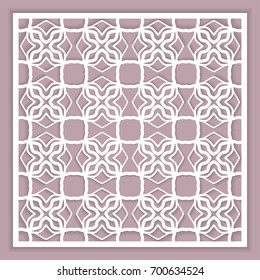 Abstract cutout panel for laser cutting. Openwork filigree template for wedding invitation, greeting card, envelope. Decorative lace element. Tribal ethnic arabic, indian, turkish geometric ornament