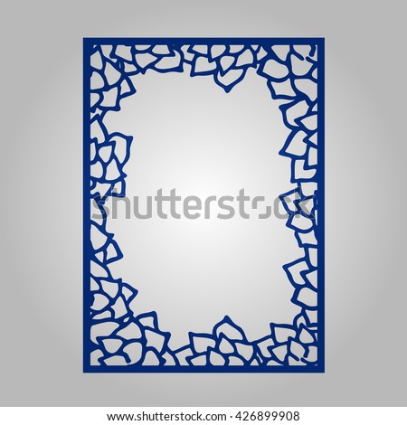Abstract cutout panel for laser cutting. Vector filigree pattern for wedding invitation card. Photo frame.