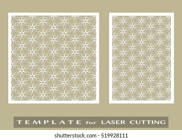 Abstract cutout panels set for laser cutting. Vector openwork filigree template for wedding invitation, greeting card, envelope. Interior decorative element with lace ornament