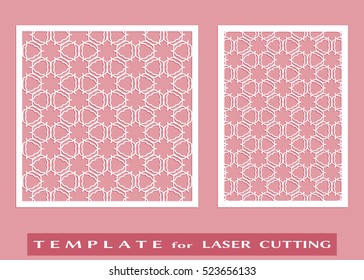 Abstract cutout panels set for laser cutting. Vector openwork filigree template for wedding invitation, greeting card, envelope. Interior decorative element with lace ornament