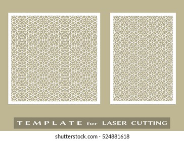 Paneles de corte abstracto para corte láser. Plantilla de archivo de apertura de vectores para invitación de boda, tarjeta de saludo, sobre. Elementos decorativos interiores con adorno de encaje