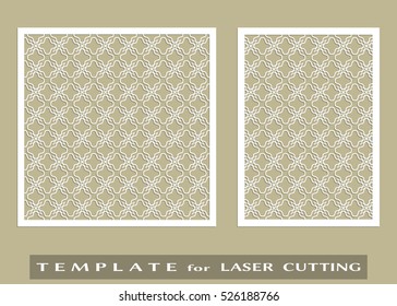 Abstract cutout panels set for laser cutting. Vector openwork filigree template for wedding invitation, greeting card, envelope. Interior decorative element with lace ornament