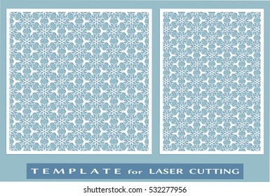 Abstract cutout panels set for laser cutting. Vector openwork filigree template for wedding invitation, greeting card, envelope. Interior decorative element with lace ornament
