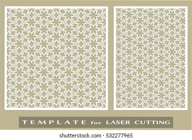 Abstract cutout panels set for laser cutting. Vector openwork filigree template for wedding invitation, greeting card, envelope. Interior decorative element with lace ornament