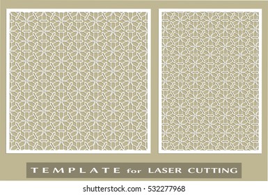 Abstract cutout panels set for laser cutting. Vector openwork filigree template for wedding invitation, greeting card, envelope. Interior decorative element with lace ornament