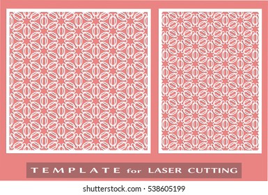 Abstract cutout panels set for laser cutting. Vector openwork filigree template for wedding invitation, greeting card, envelope. Interior decorative element with lace ornament