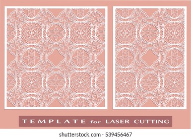 Abstract cutout panels set for laser cutting. Vector openwork filigree template for wedding invitation, greeting card, envelope. Interior decorative element with lace ornament