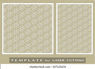 Abstract cutout panels set for laser cutting. Vector openwork filigree template for wedding invitation, greeting card, envelope. Interior decorative element with lace ornament