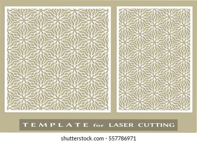 Abstract cutout panels set for laser cutting. Vector openwork filigree template for wedding invitation, greeting card, envelope. Interior decorative element with lace ornament