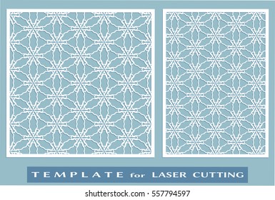 Abstract cutout panels set for laser cutting. Vector openwork filigree template for wedding invitation, greeting card, envelope. Interior decorative element with lace ornament