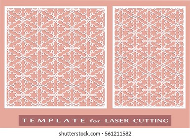 Abstract cutout panels set for laser cutting. Vector openwork filigree template for wedding invitation, greeting card, envelope. Interior decorative element with lace ornament
